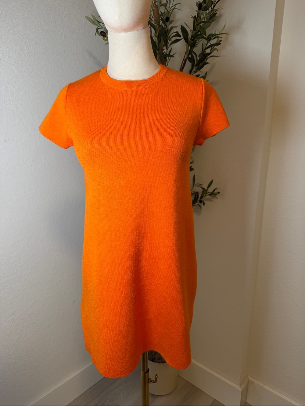 Zara Bright Orange Short Sleeve Mini Dress